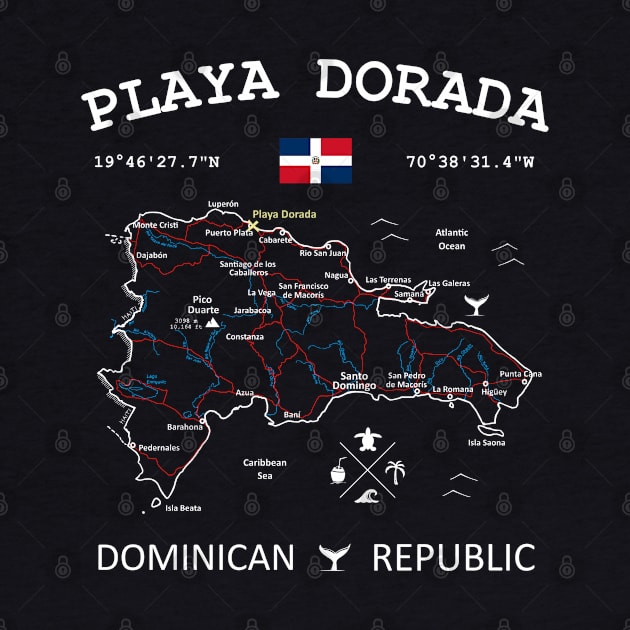 Playa Dorada Dominican Republic Flag Travel Map Coordinates GPS by French Salsa
